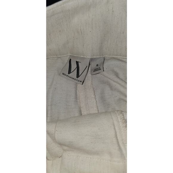 NWOT Worthington High Waisted Belted Cargo Wide Leg Pants‎ Women 6 Cream 30" - Picture 4 of 4